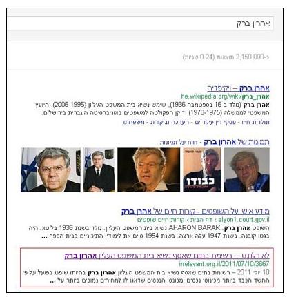 תוצאות חיפוש של "אהרון ברק" בגוגל